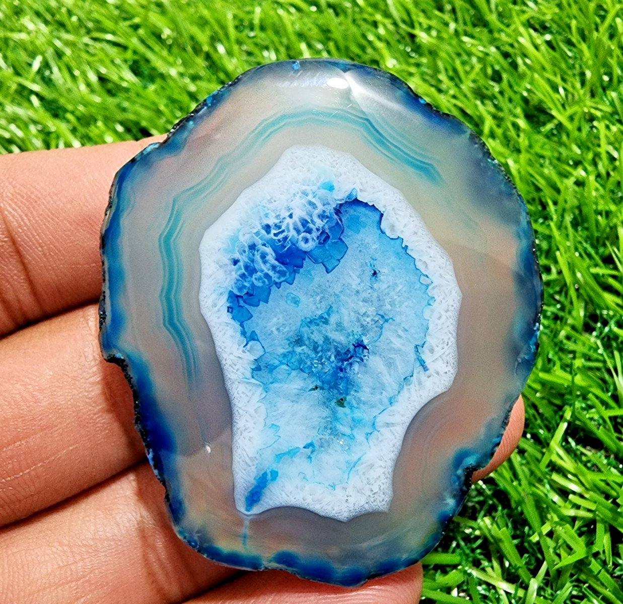 AAA+ 145ct Banded Slice Druzy Agate Slab Crystal Druzy Polished Loose Gemstone