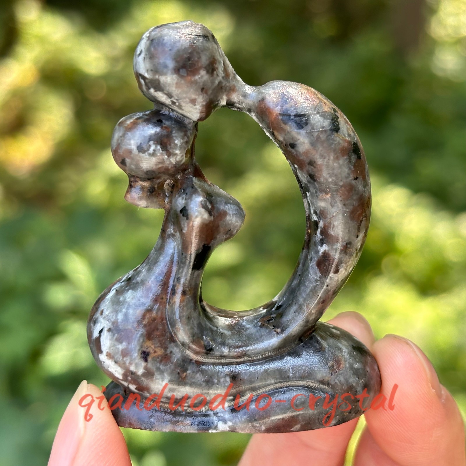 Natural Yooperlite Couple Statue Carved Crystal Skull Love Sculpture Decor 1pc