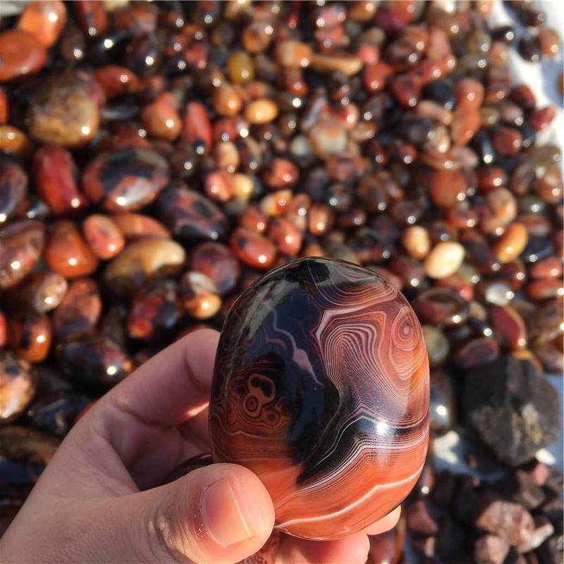 20-150G Natural Silk Banded Lace Agate Sardonyx Carnelian Chakra Stone 20-100MM