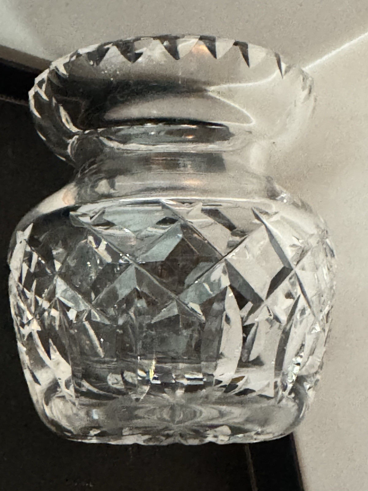 Vintage Mini Cut Crystal Creamer Sugar Bowl & Rose Bowl Set Diamond Sawtooth 3Pc