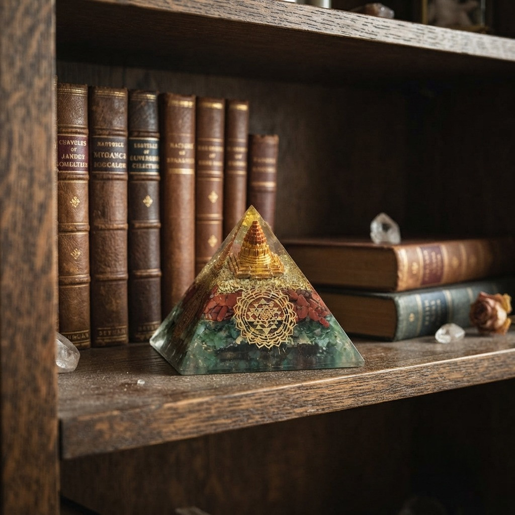 Aventurine Jasper Orgone Pyramid Decor for Meditation Space, Reiki & Protection