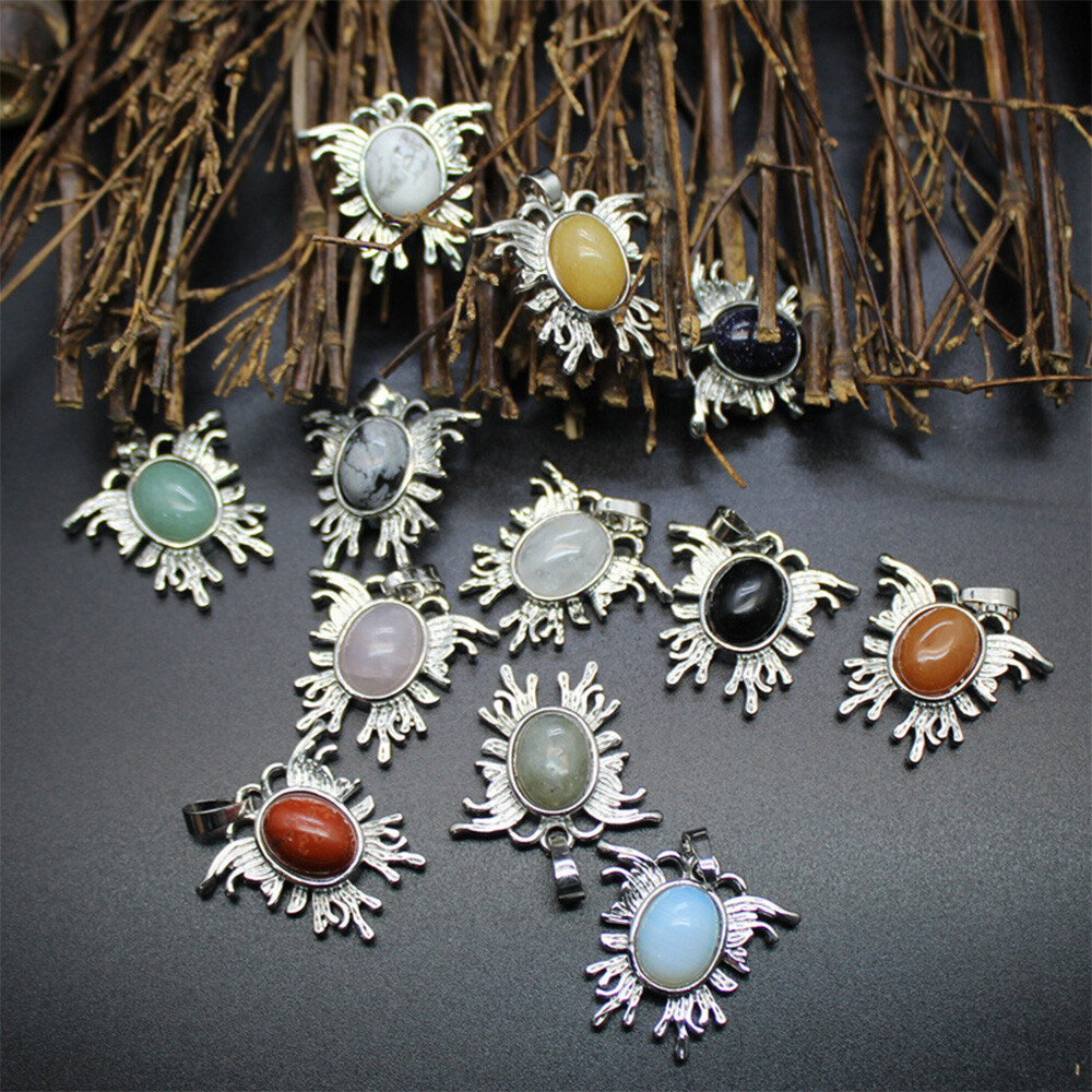 1pc Mini Moth Butterfly Shape Pendant Oval Bead Crystal Chakra Gemstone Healing