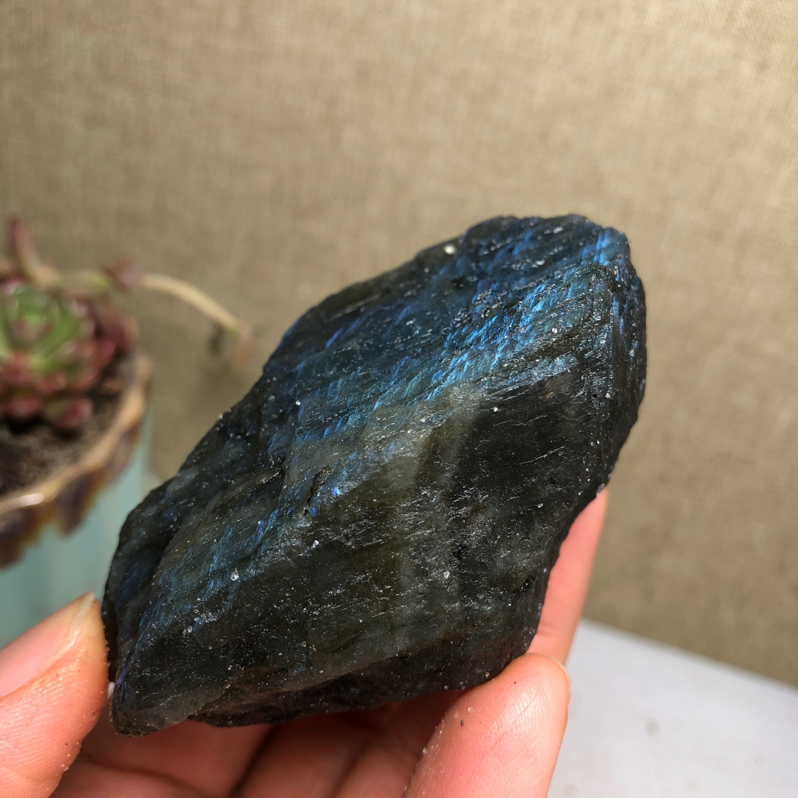 70mm Natural Labradorite Crystal gemstone rough original Specimen 142g A3458