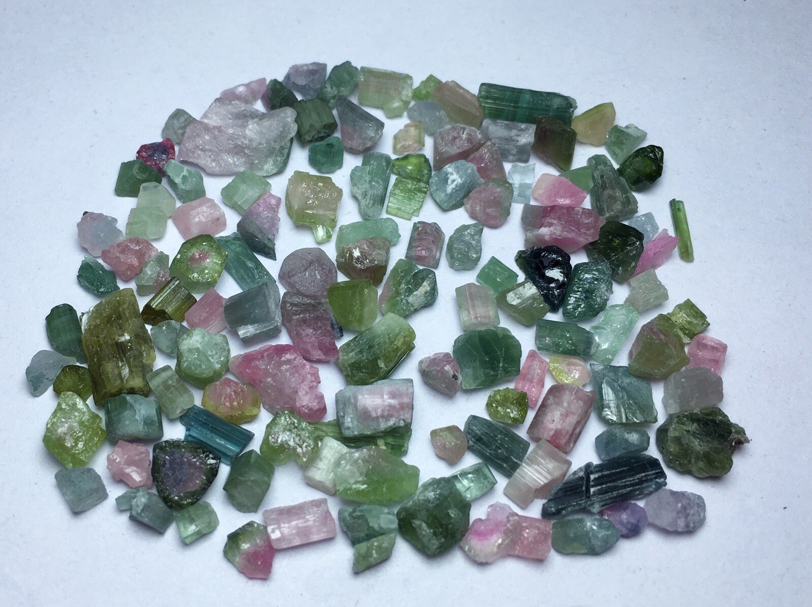 Tourmaline crystals Multiple Colors Lot 22 Grams / 110 Carats