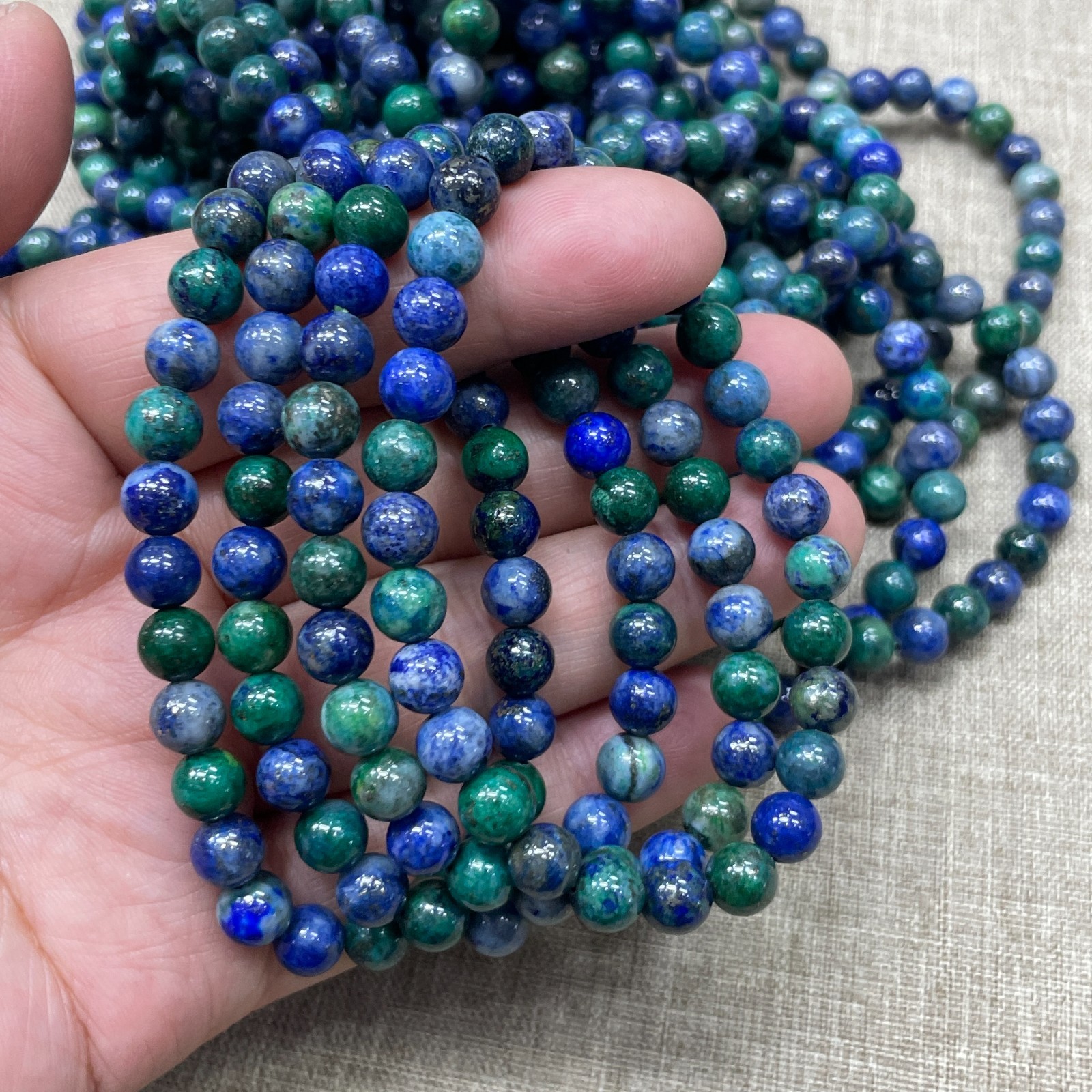 Wholesale 1 Pcs Phoenix Lapis Lazuli Stone ball beads 6mm 7.5″ Stretch Bracelet
