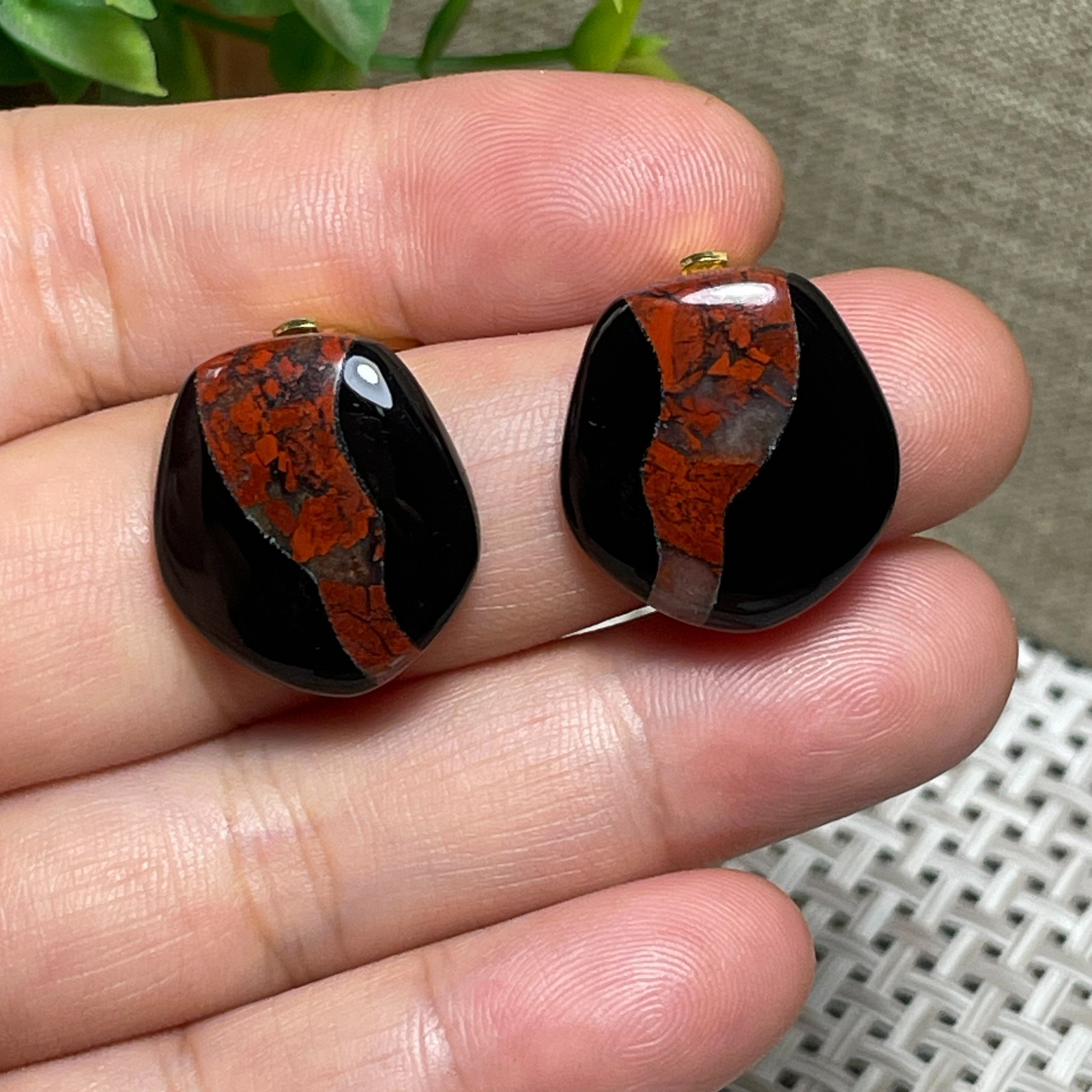 Vintage earring clip – Cut stone Clip On Earrings Womens E3739