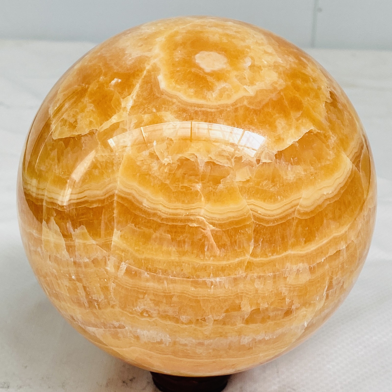 Natural Yellow Calcite Sphere Quartz Crystal Polished Ball Reiki Healing 6.87LB