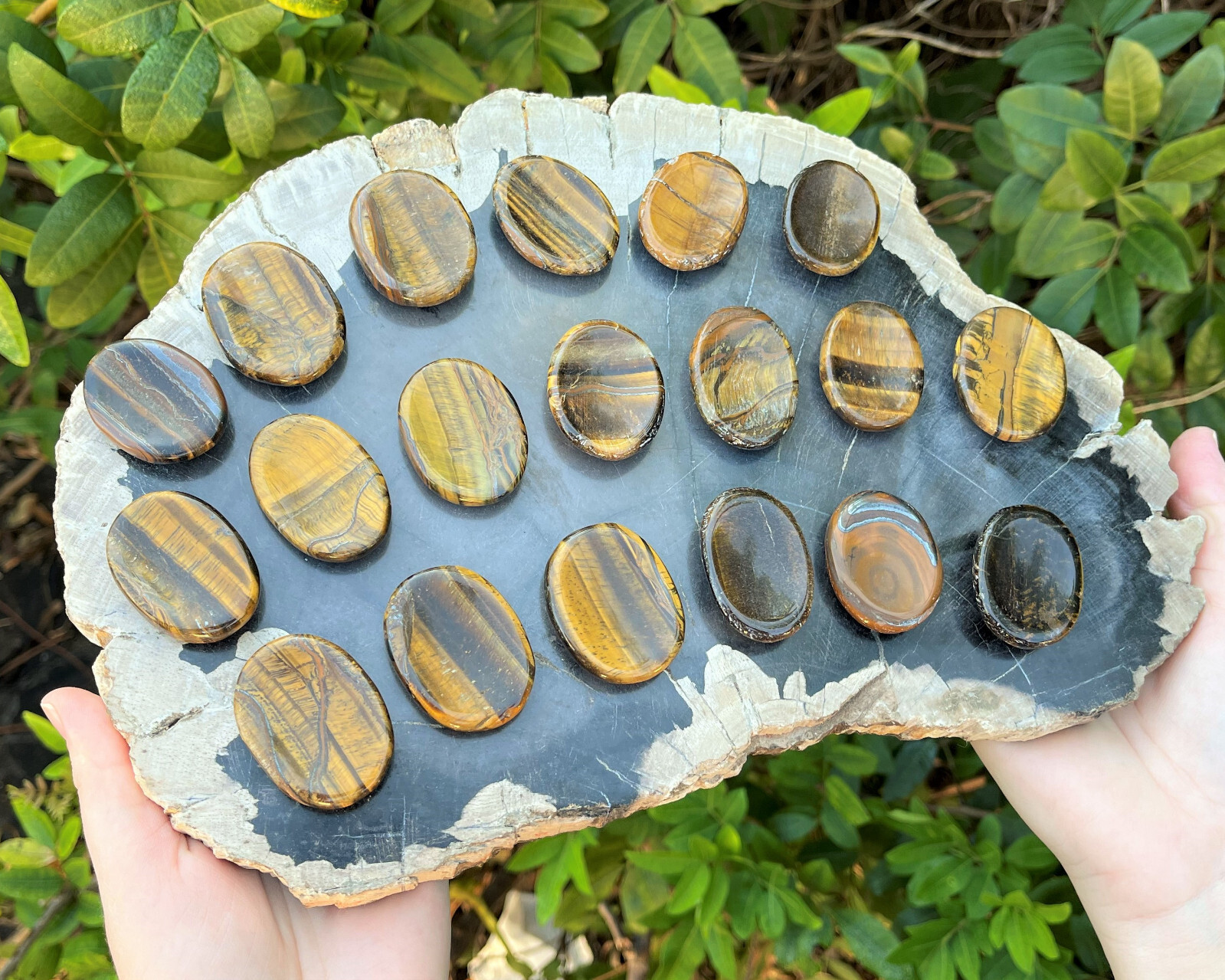 Triple Protection Worry Stone Set – Gold Tiger Eye, Black Obsidian & Hematite