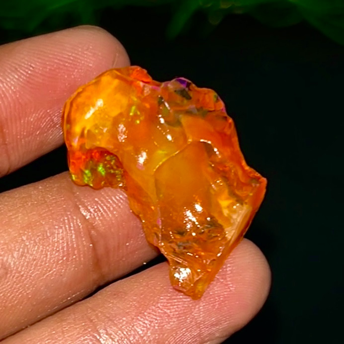 Rare Mexican Fire Opal Rough 26.15 Ct, Natural Orange Opal With Red Green Fire