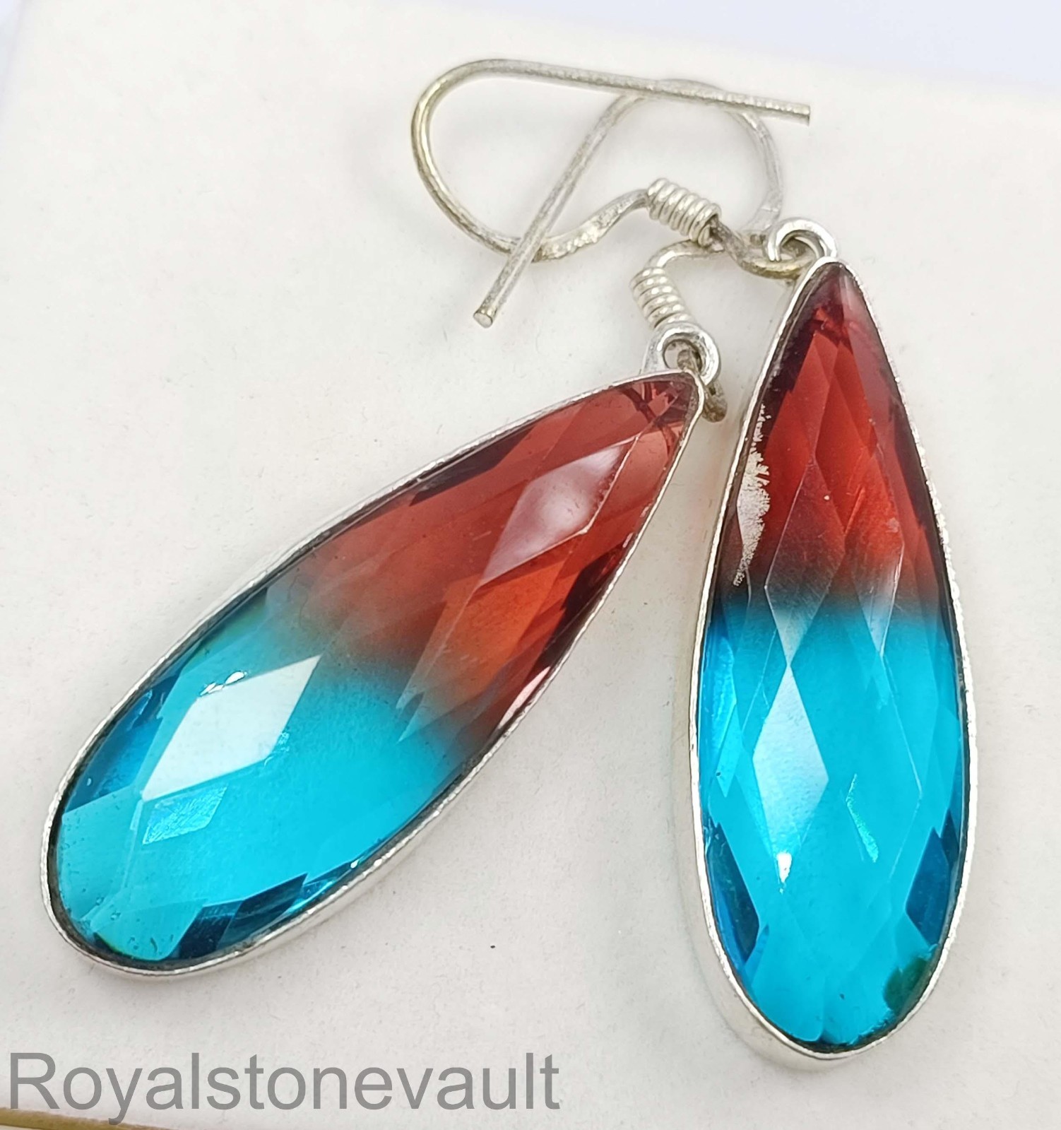 66.25Ct Lab Created Ametrine Pear Cut Dangle Earrings 925 Sterling Silver 5DDO