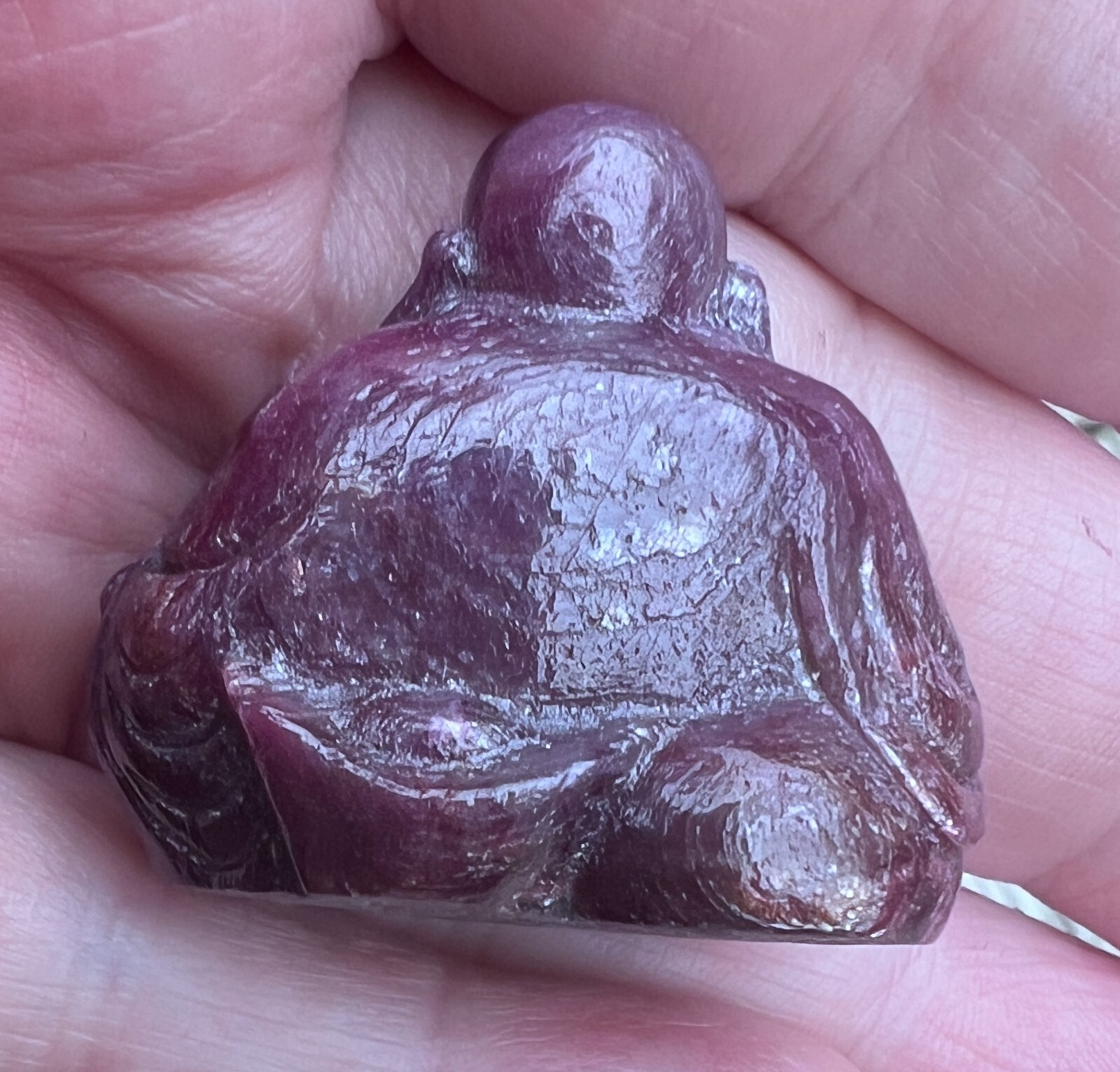 TOTALLY NATURAL REAL RUBY GEMSTONE BUDDHA STATUE CARVING UNHEATED 230 CT.