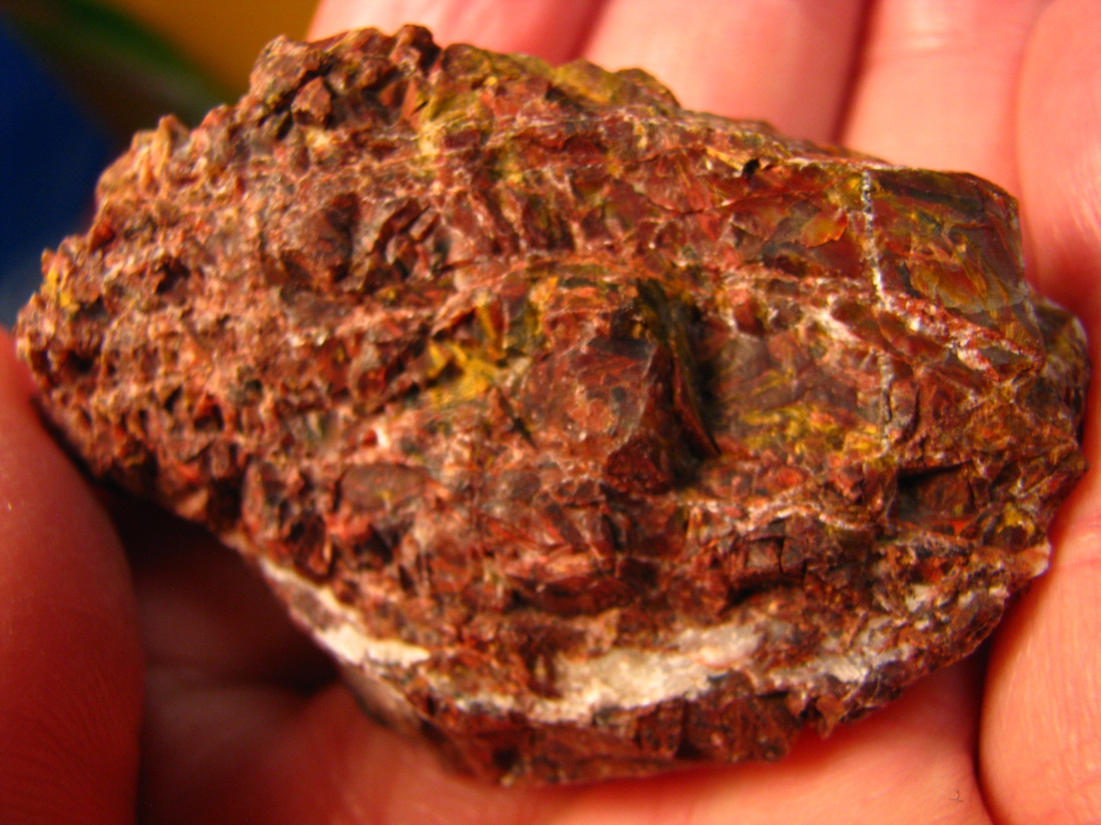 49g 2.4×1.6x.7inch RED PIETERSITE ROUGH W/YELLOW NAMIBIA #186