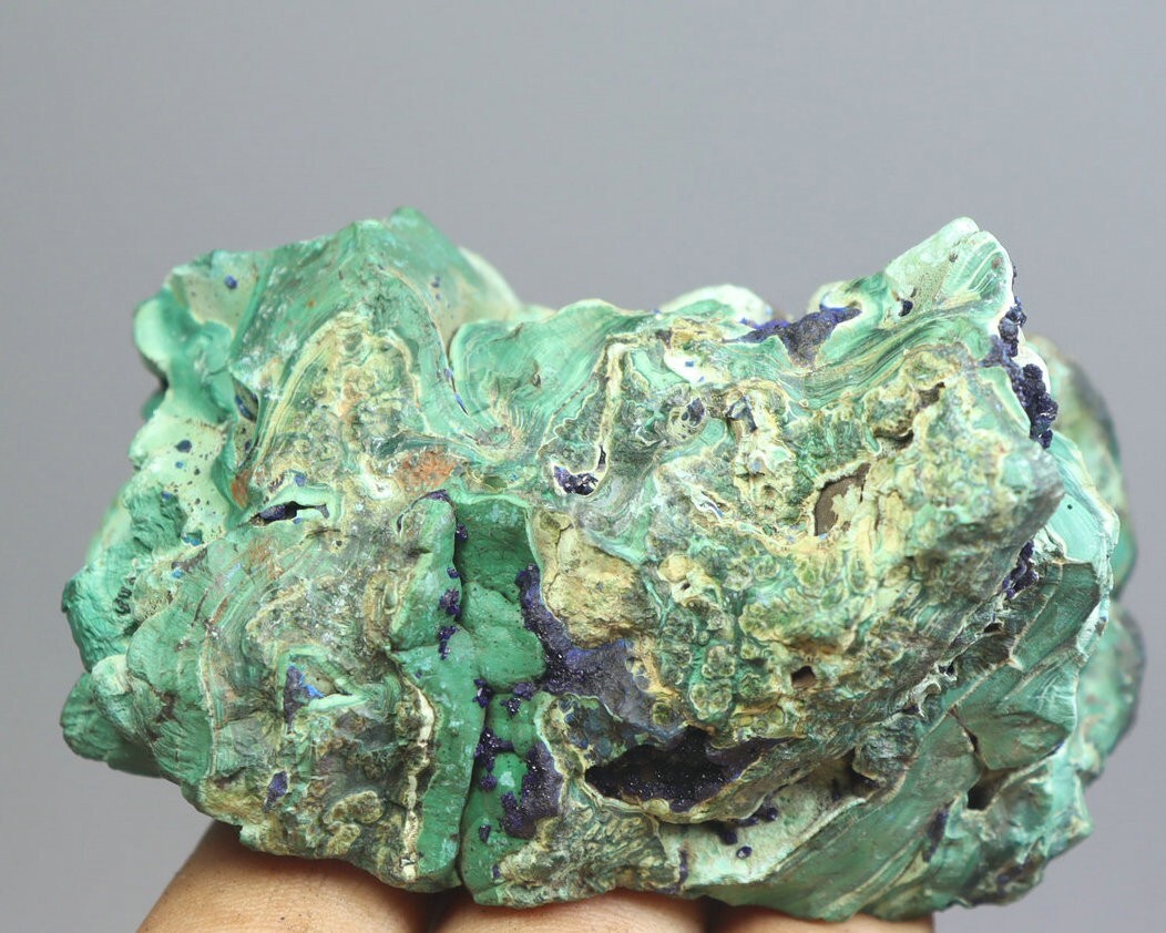 Natural Glittering Azurite Malachite Quartz Crystal Rock Geode Mineral Specimen