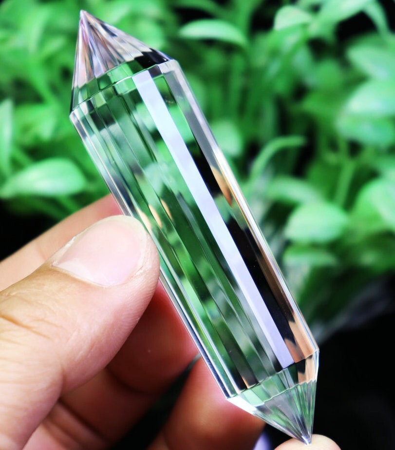 24 Sides Natural Clear Quartz CRYSTAL Point Wand VOGEL STYLE Double Terminated