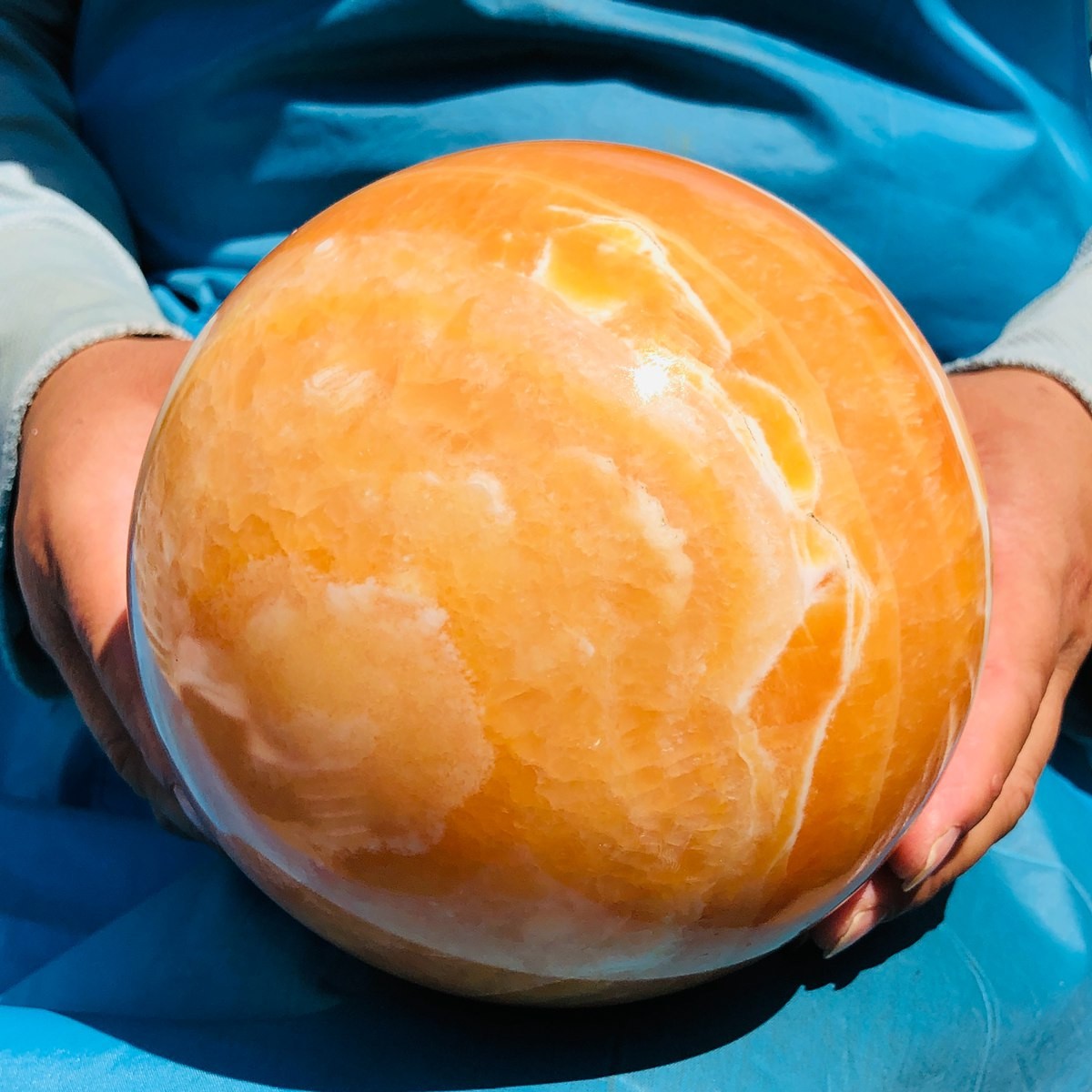 4120G Top Natural Yellow Calcite Ball Quartz Crystal Ball Reiki Healing 5539
