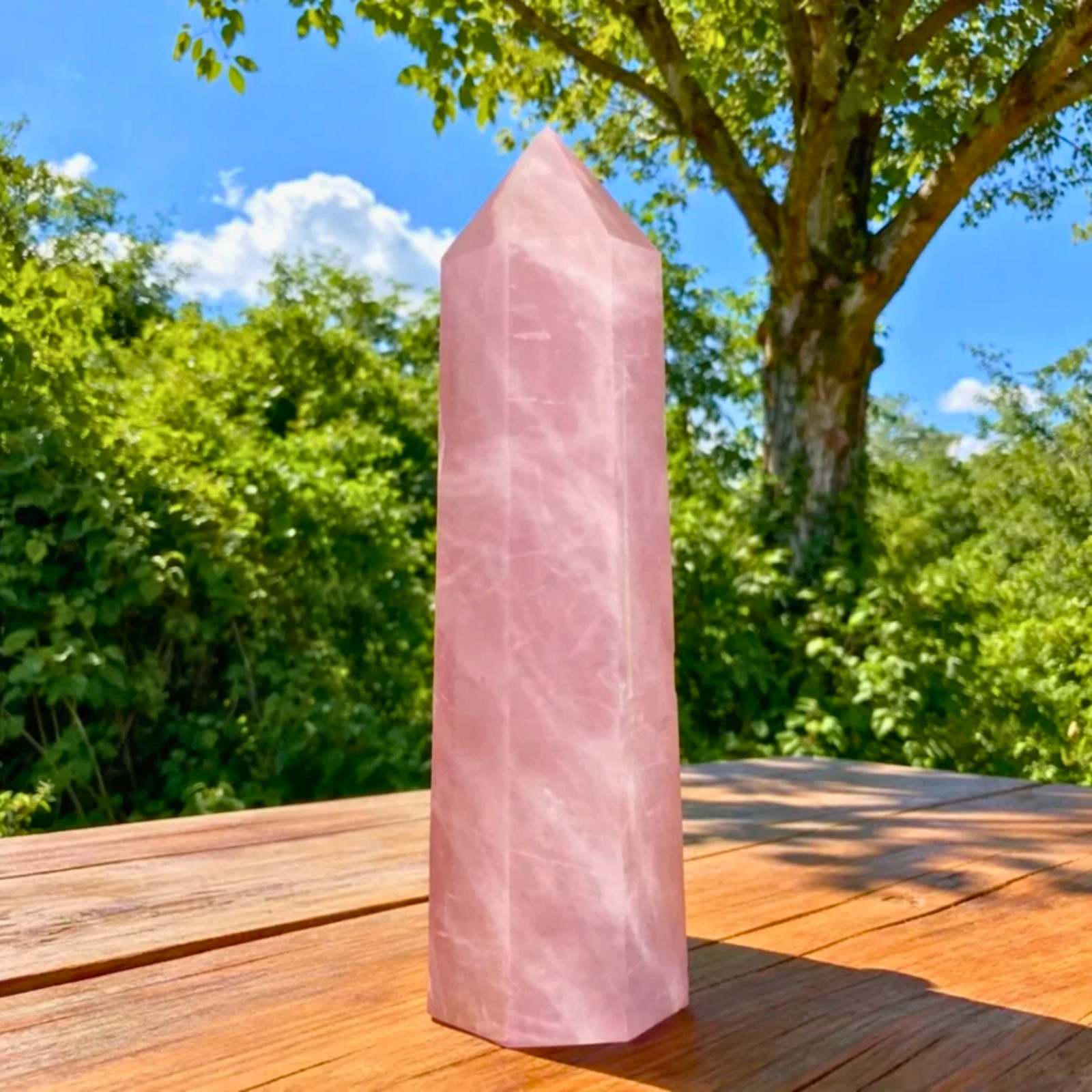 Natural Rose Quartz Gemstone Crystal Tower Obelisk Reiki Healing Decor Gift