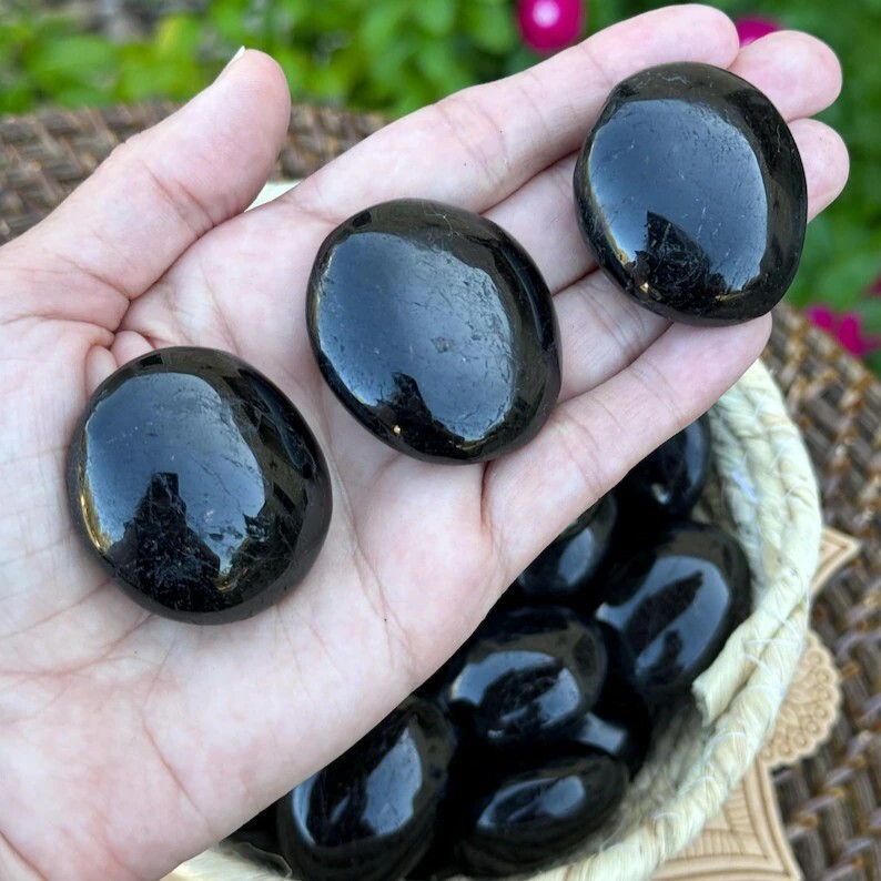 1PC Black Tourmaline Tumbled Pocket 5cm Stone Polished Crystal Decor Collection