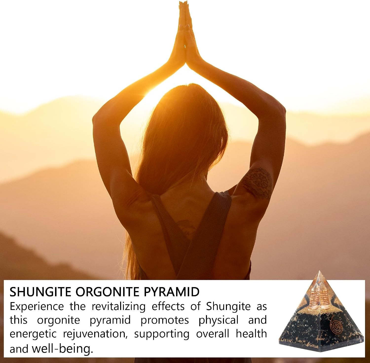 Orgonite Pyramid 1 Count Shungite Crystal Copper Coil Chakra Protection Groun…