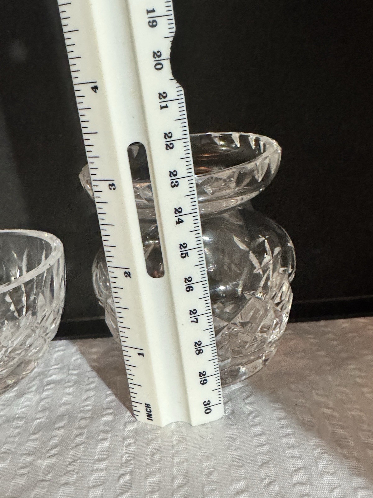 Vintage Mini Cut Crystal Creamer Sugar Bowl & Rose Bowl Set Diamond Sawtooth 3Pc