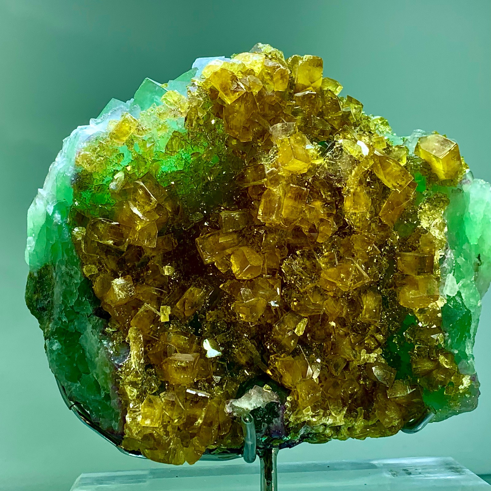 8.14LB Natural Fluorite Green-Yellow dual color crystal mineral Specimen