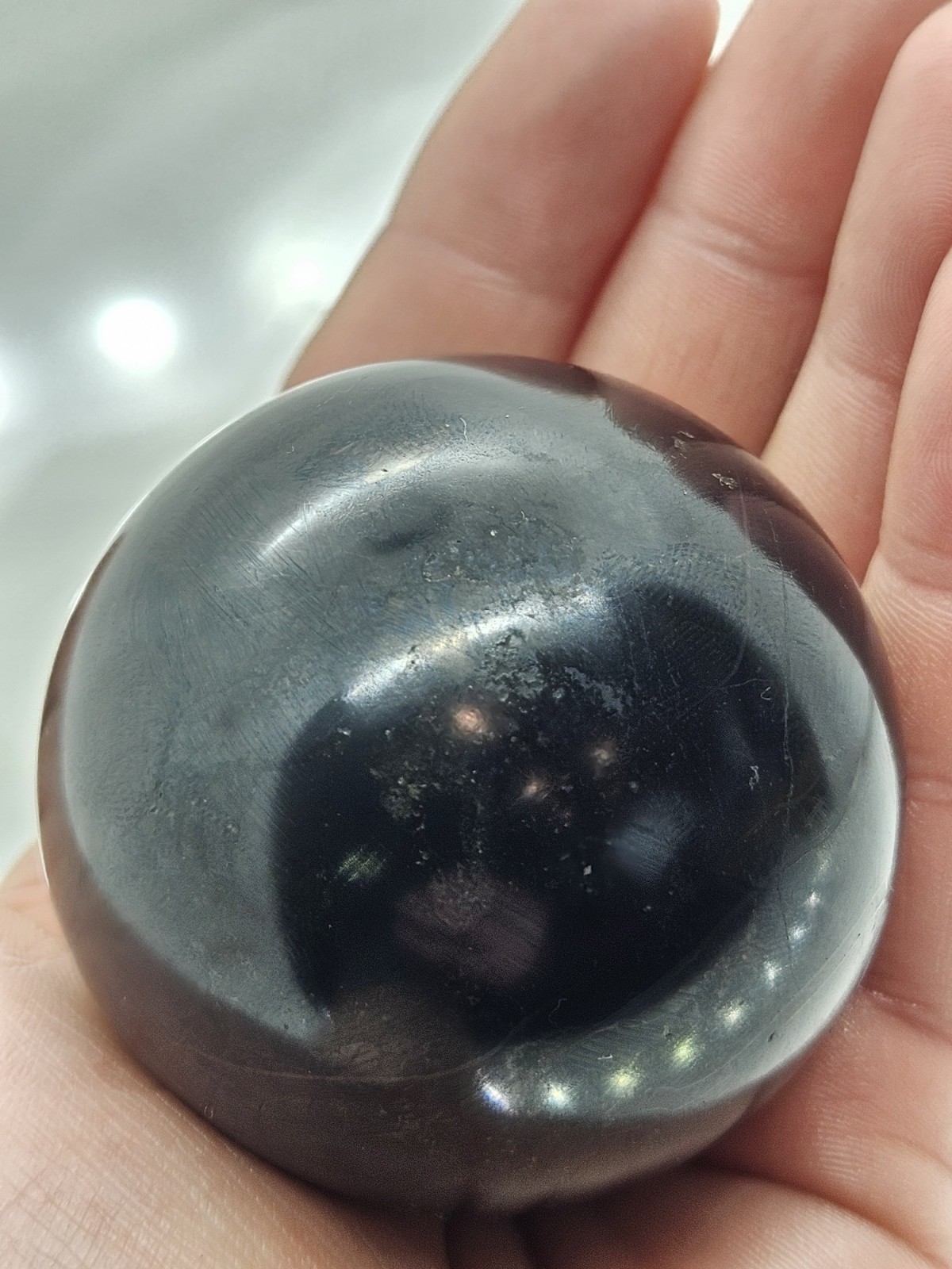 Polished Shungite Sphere – Genuine Carbon Rich Stone for EMF Protection