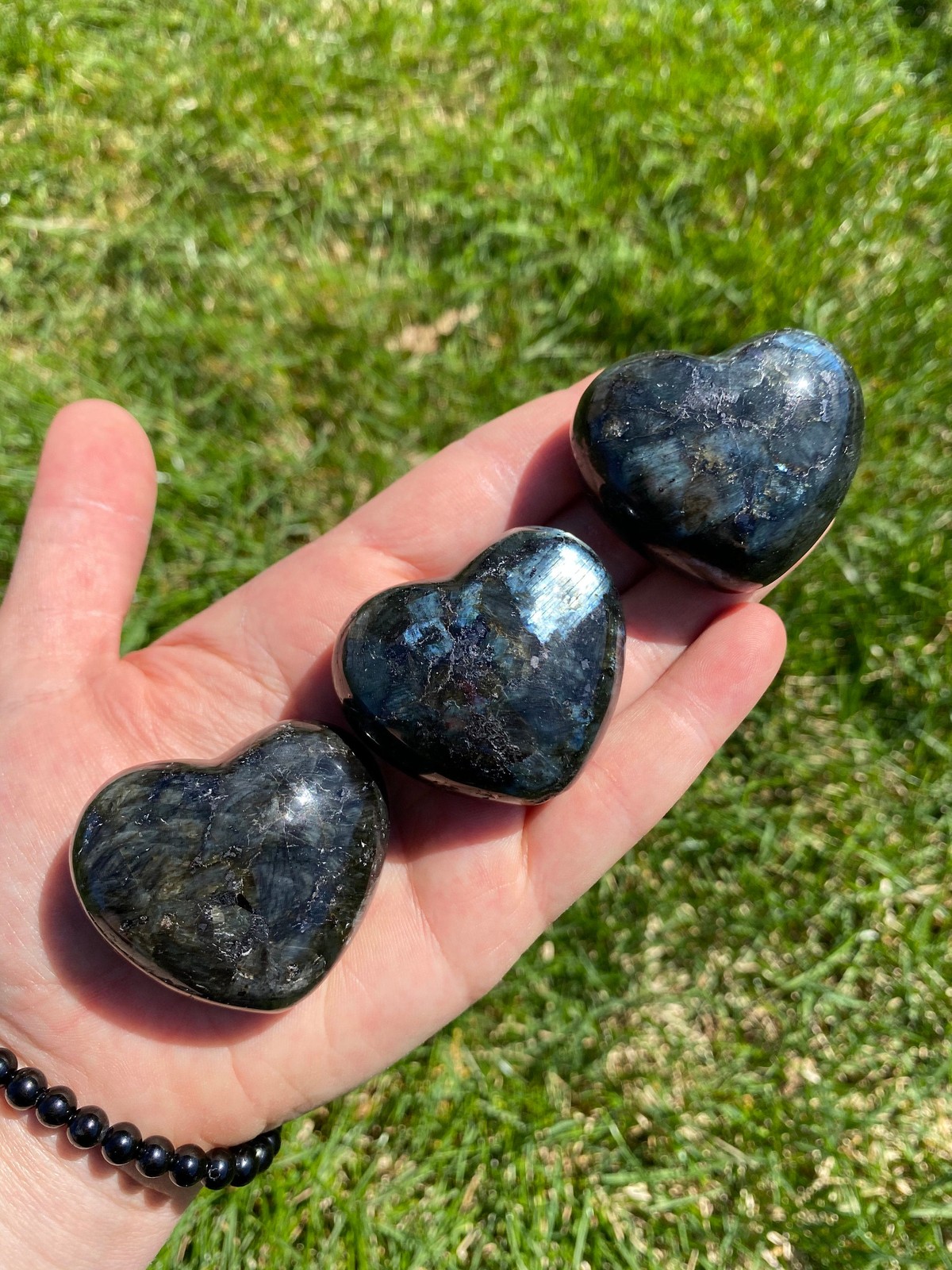 Larvikite Heart – Polished Stone, Natural Larvikite from Norway