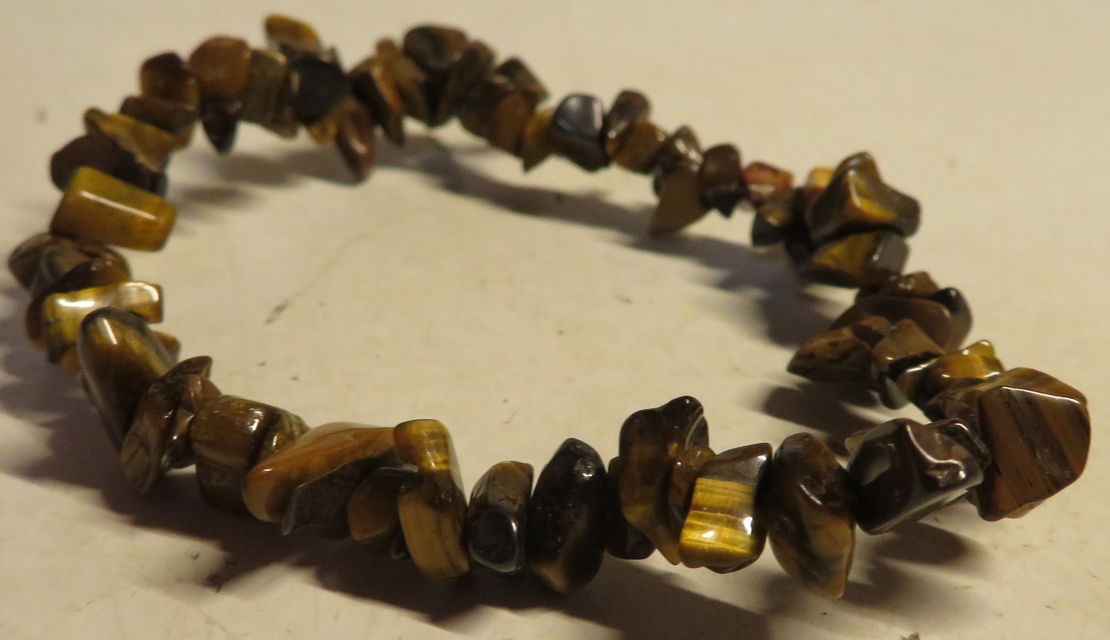 Vintage NATURAL TIGER EYE STONE GEMSTONE STRETCHY CHIP BRACELET Fashion JewelryA