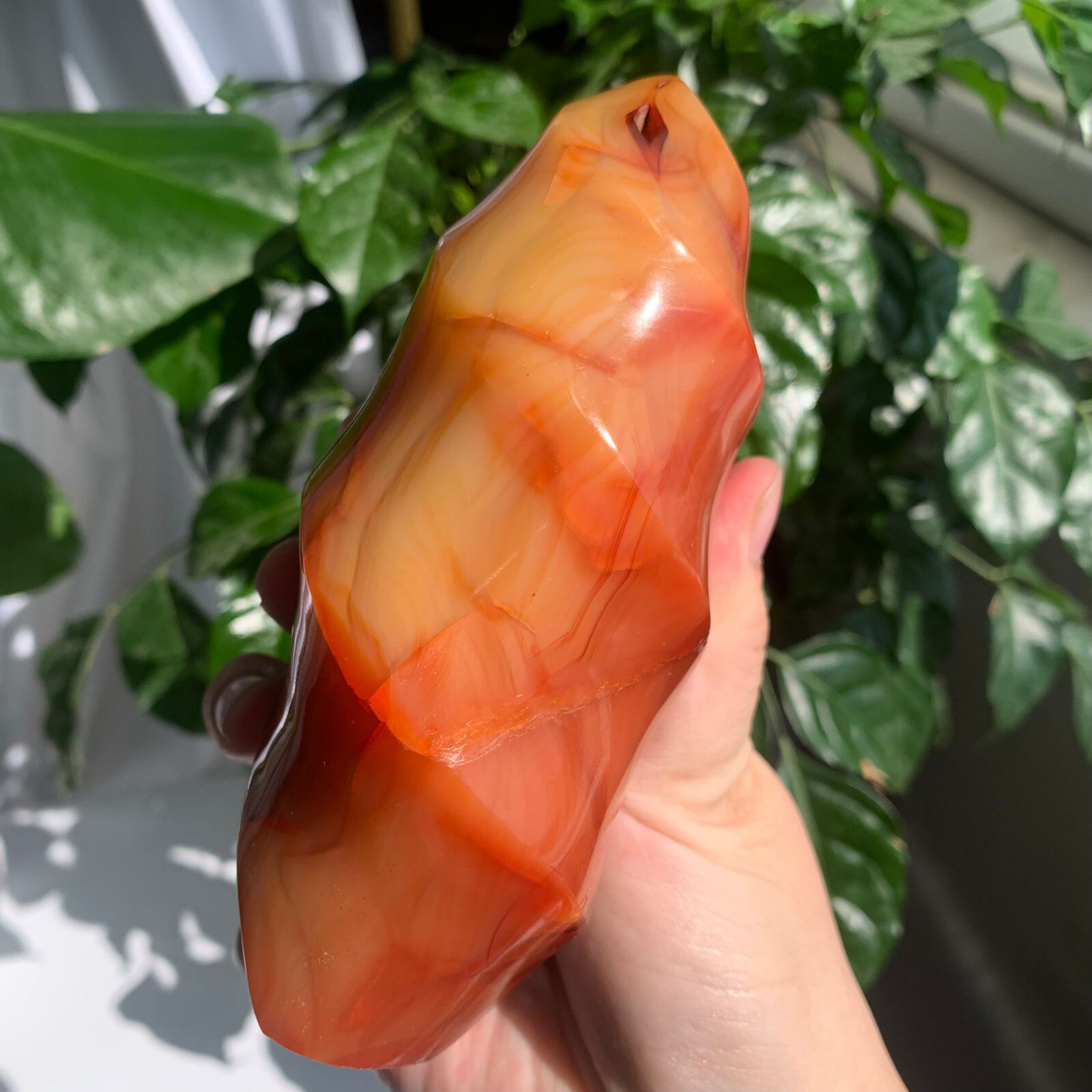 703g Red Agate Carnelian Stone Flame Point Quartz Crystal Specimen Healing