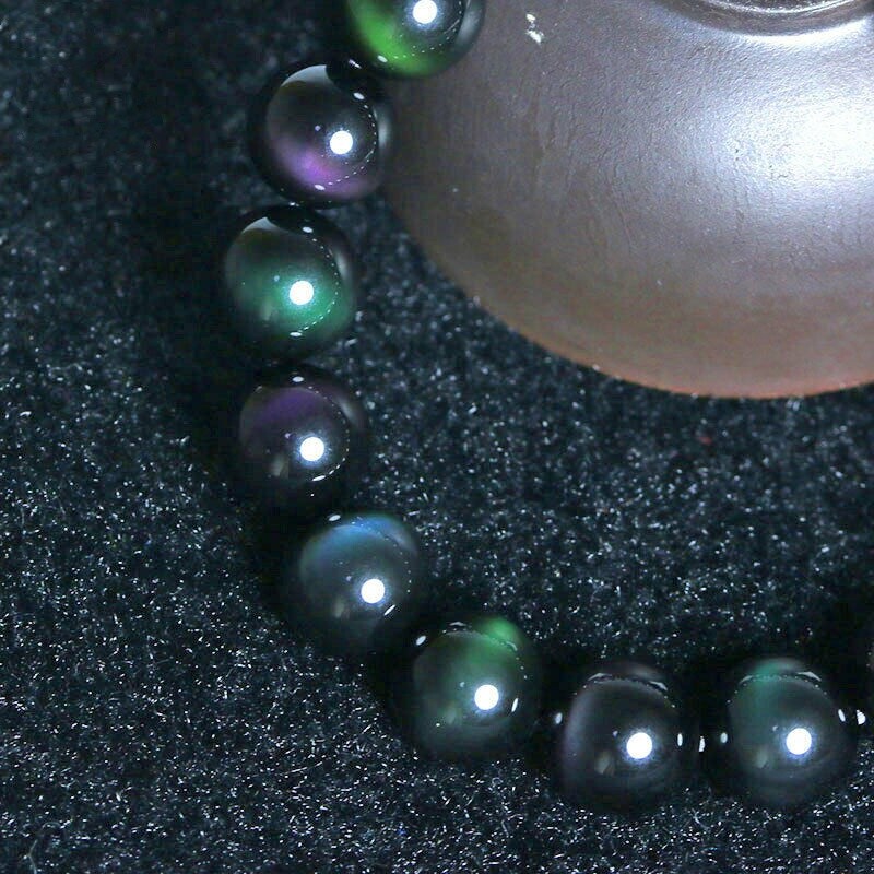 1PC Natural Obsidian wholesale Mexico rainbow purple green eye 6mm Healing
