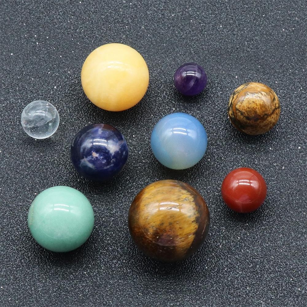 Solar System Gemstone Planet Spheres Set Crystal Galaxy Model Home Decor Gift