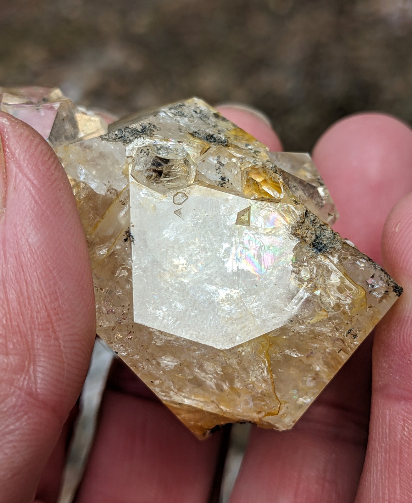 83g Double Terminated Golden Herkimer Diamond With Multiple Rider Crystals