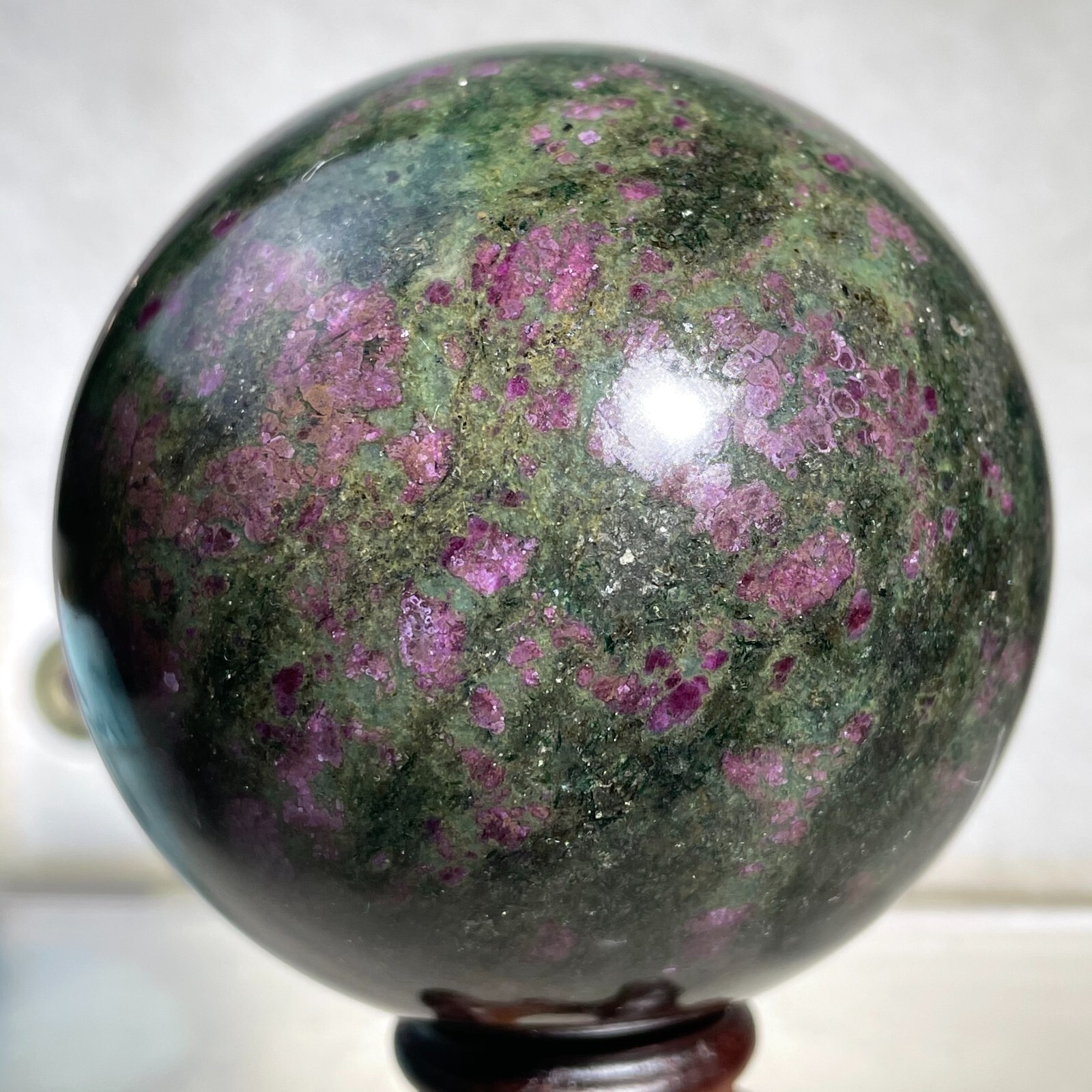 548g Natural Red Green Emerald and Ruby Gemstone Quartz Crystal Sphere Ball