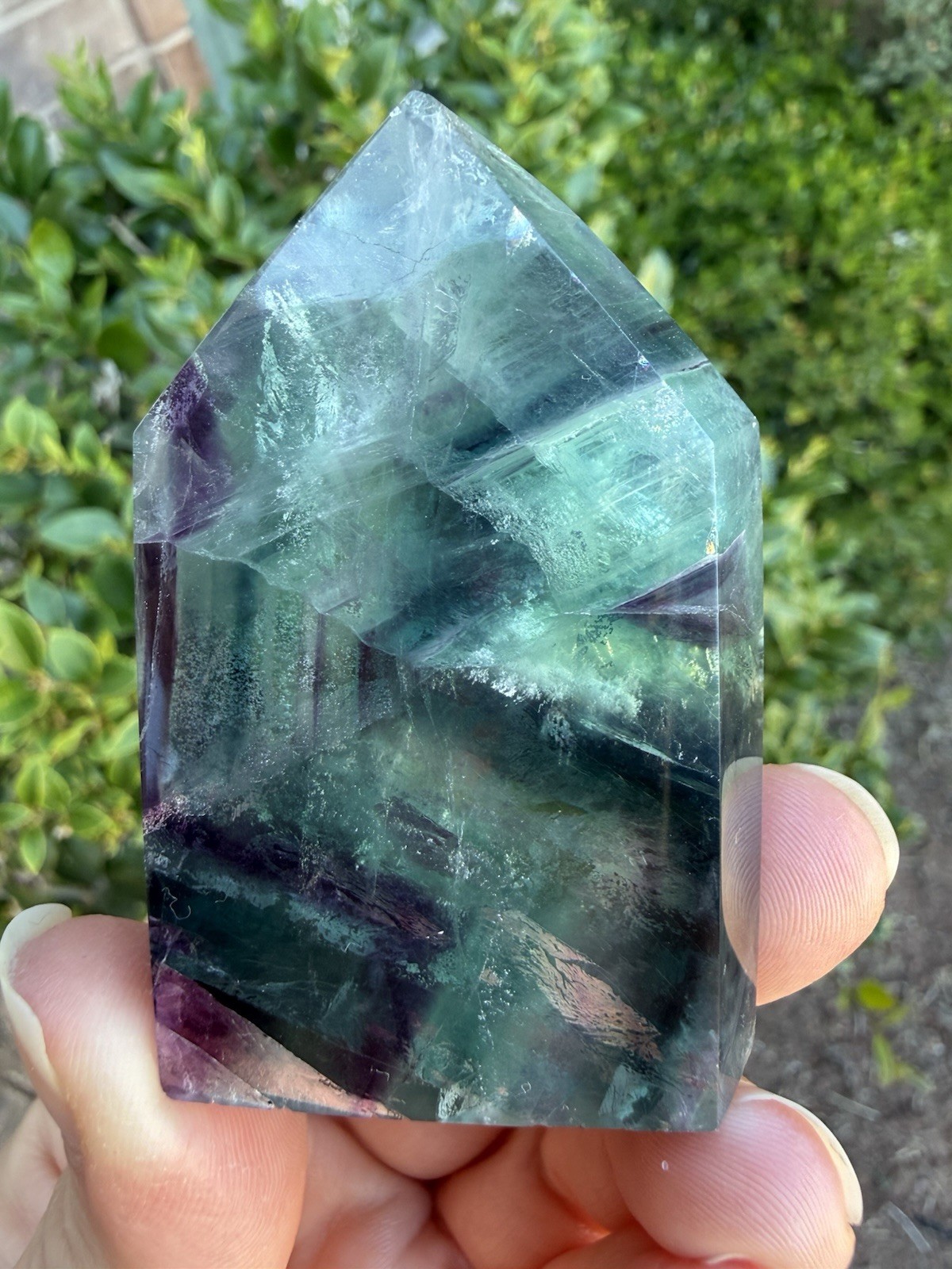 Chevron Rainbow Fluorite Tower Blue Green Purple Crystal Point Quartz 2.75in HQ