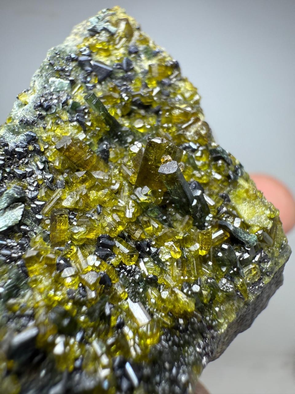 88-Gr Vesuvianite crystal specimen with Diopside &Magnetite Clinochlore from PAk