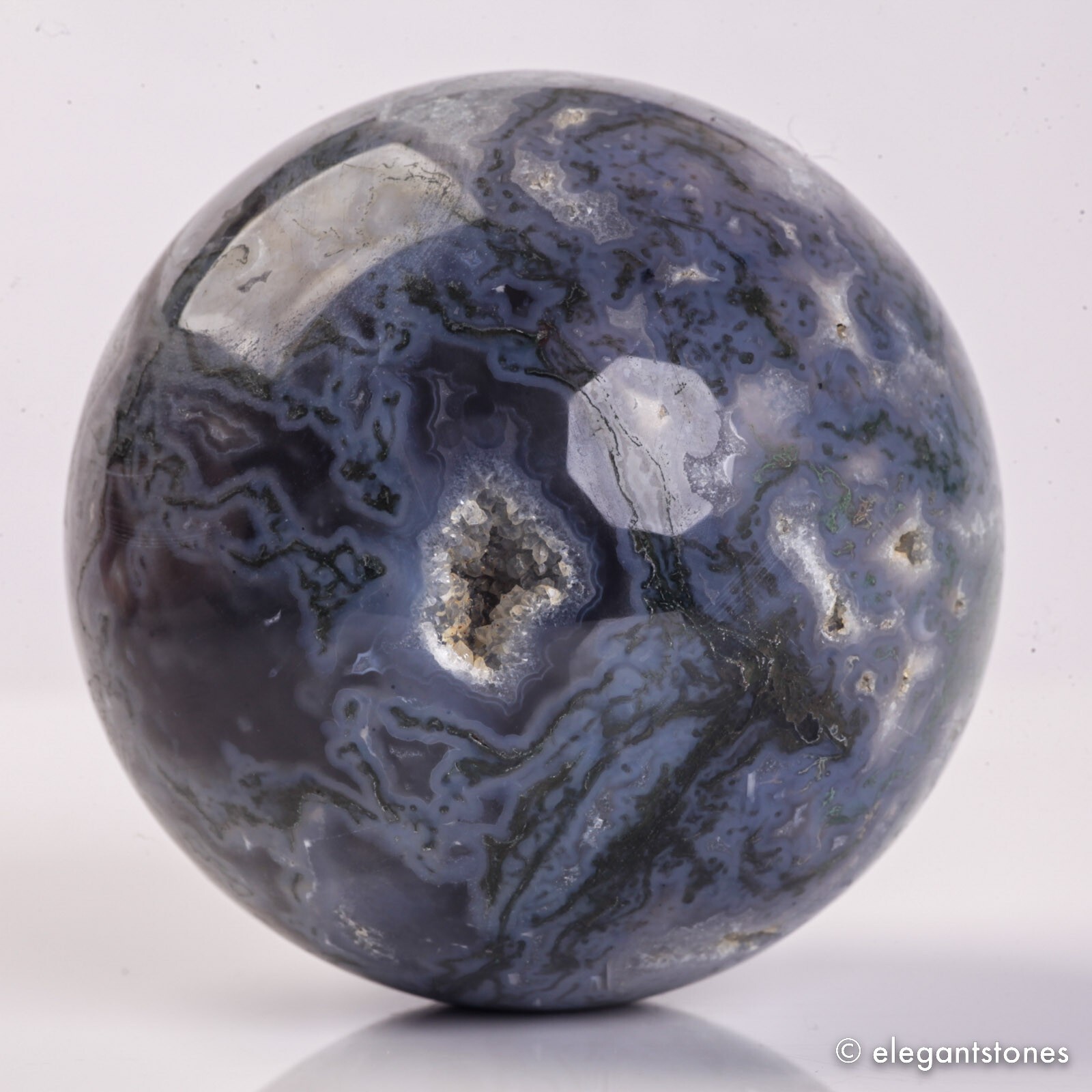 455g 69mm Moss Agate Sphere Crystal Natural Aquatic Plant Water Grass Reiki Ball
