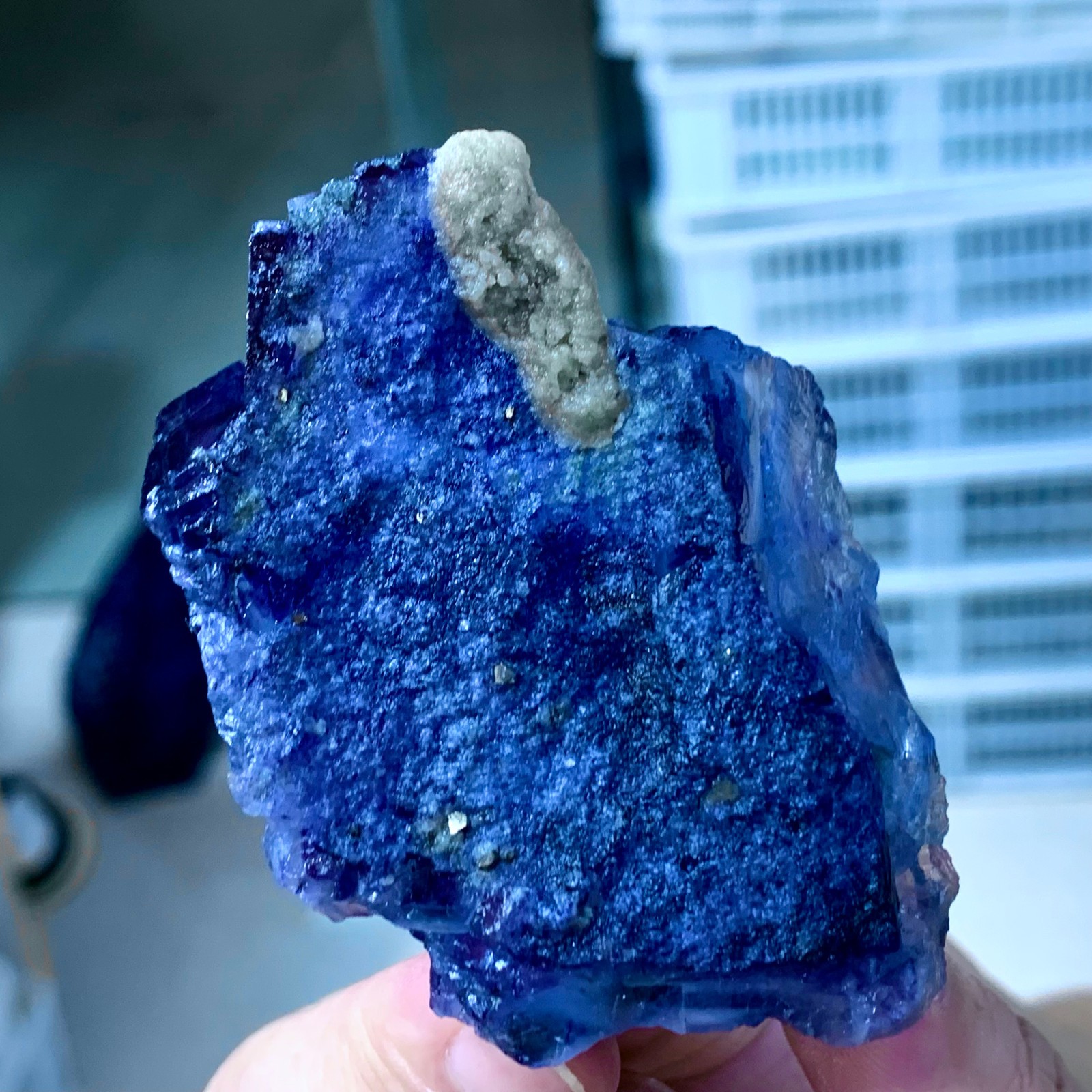 120G Rare transparent blue fluorite cubic mineral crystal sample/China