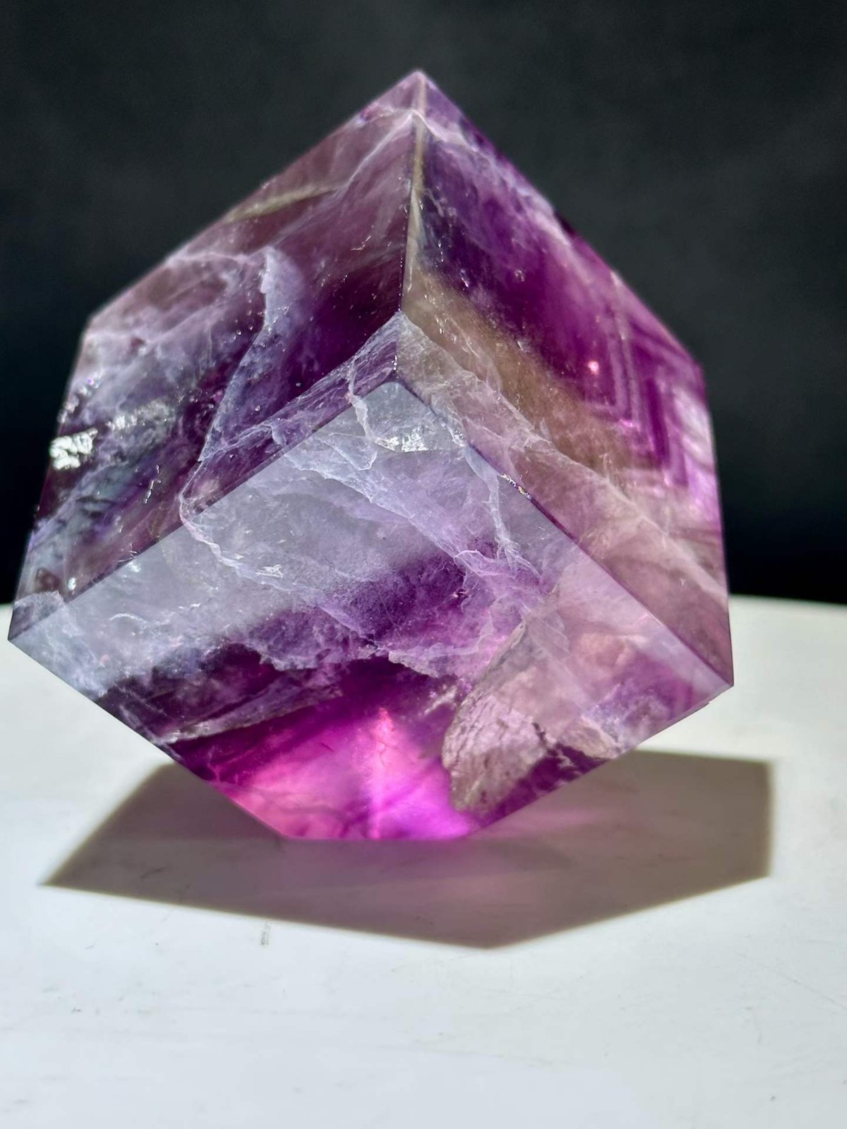 434g Natural Color Fluorite Quartz Carved Cube skull Crystal Reiki decor gift