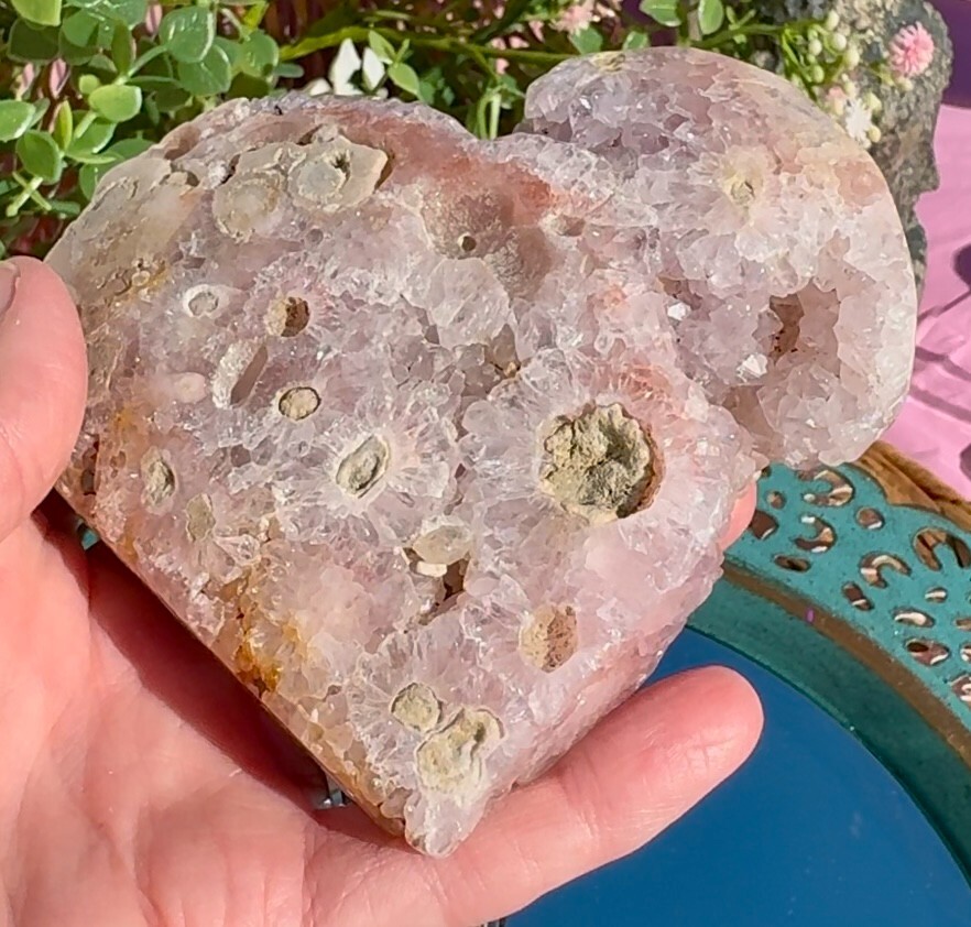 Pink Amethyst Heart w/ Stand