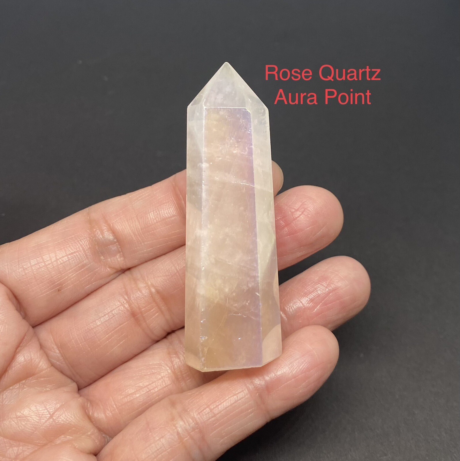 Rose Quartz Angel Aura Genuine Stone Obelisk /Point Crystal Healing 30g