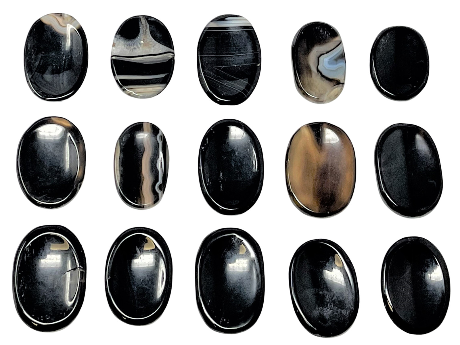 Black Onyx Worry Stone (Polished Gemstone, Black Onyx Crystal Pocket Palm Stone)