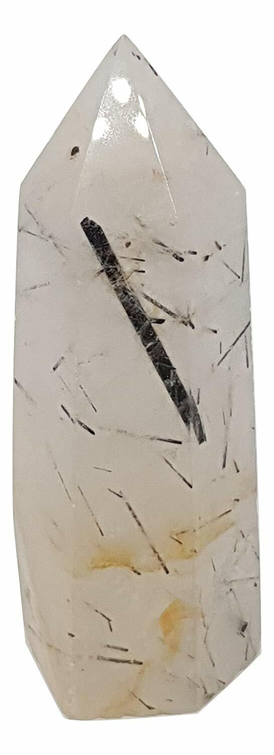 Rutilated Black Tourmaline Quartz Gemstone Point 70 x 25 x 22mm Approx 60g gt5a