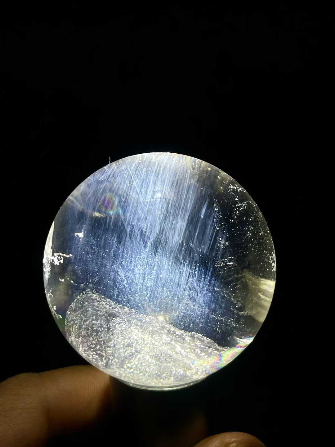 50mm Natural clear crystal sphere quartz Blue needle polished ball Reiki energy