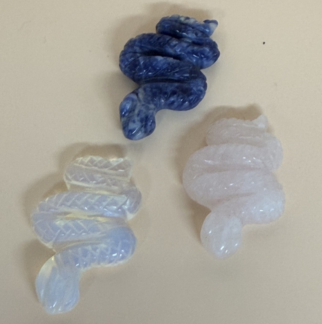 1.00oz 3pc Snake Set Opalite Rose Quartz Sodalite Approx 1.5″