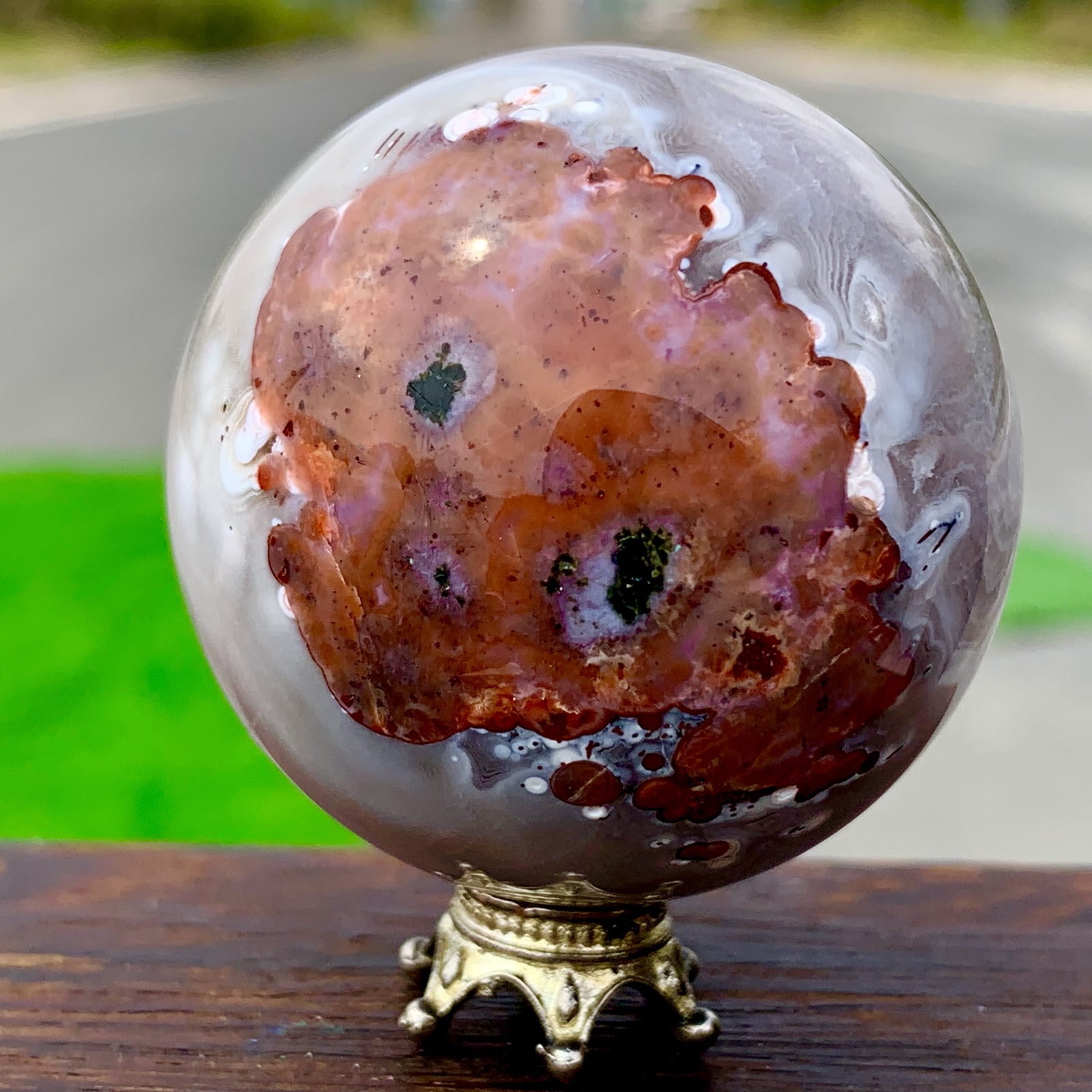 130GNatural Silk agate Sphere Quartz crystals Balls Reiki Healing Gem