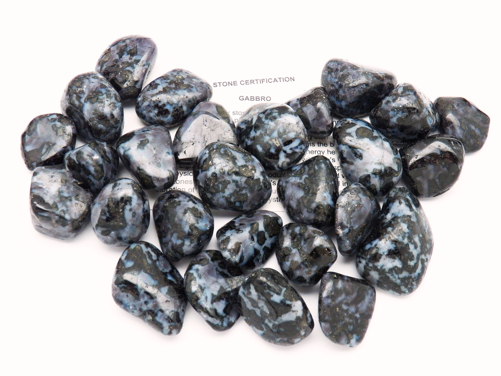 2 GABBRO tumbled stone Mystic Merlinite Madagascar pouch sz Med 4.1 – 8 grams
