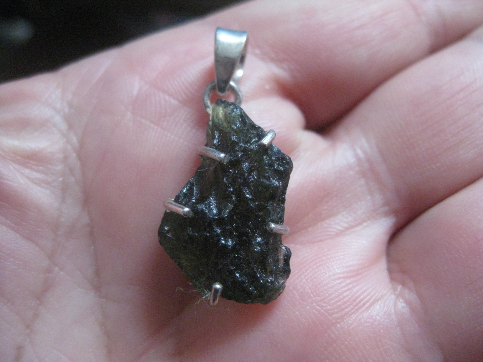 Moldavite pendant Nova Hospode,tektite genuine, Czechia impact glass