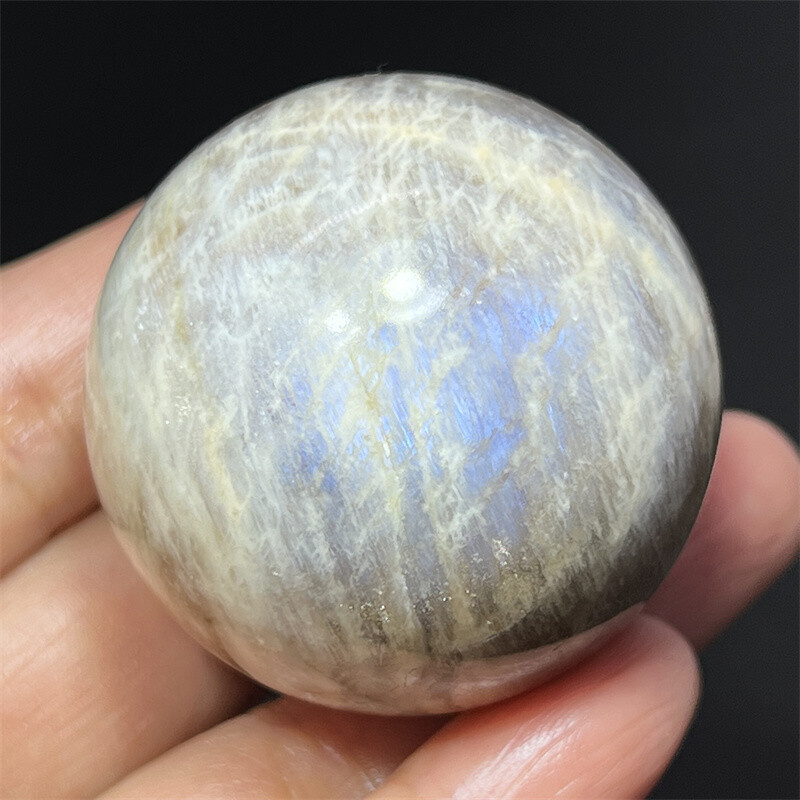 42mm+ Natural Gray moonstone sphere quartz Crystal starlight ball Healing 1pc