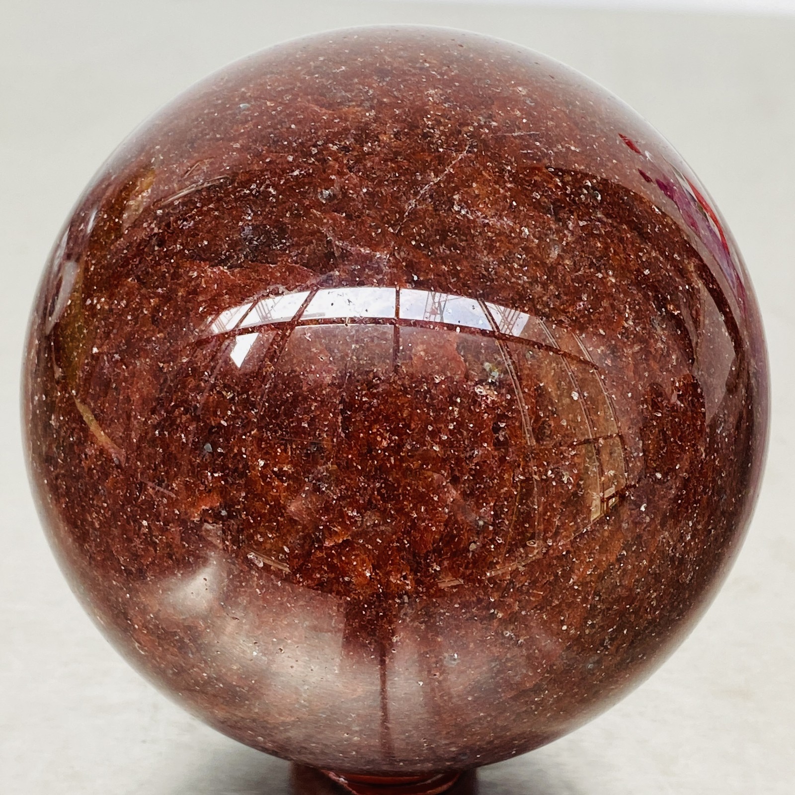 Natural strawberry Quartz Sphere Quartz Crystal Ball Reiki Healing 2240G