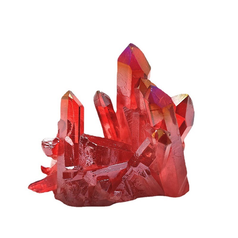 120g Natural Aura Red Titanium Ore Stone Quartz Crystal Cluster Specimens Reiki