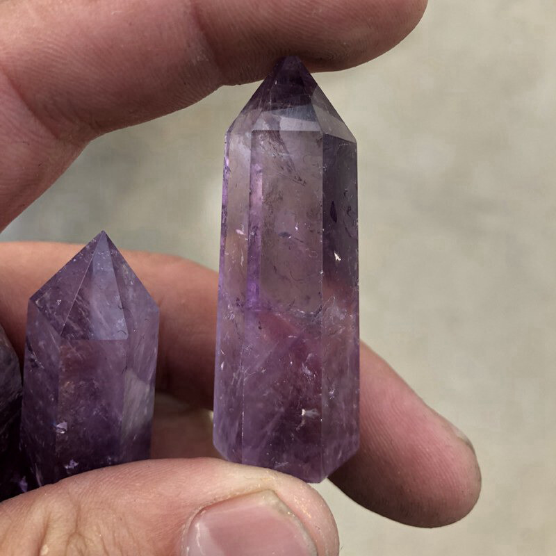 4-5cm Natural Brazilian Amethyst Quartz Crystal Point Wand Obelisk Energy Stone